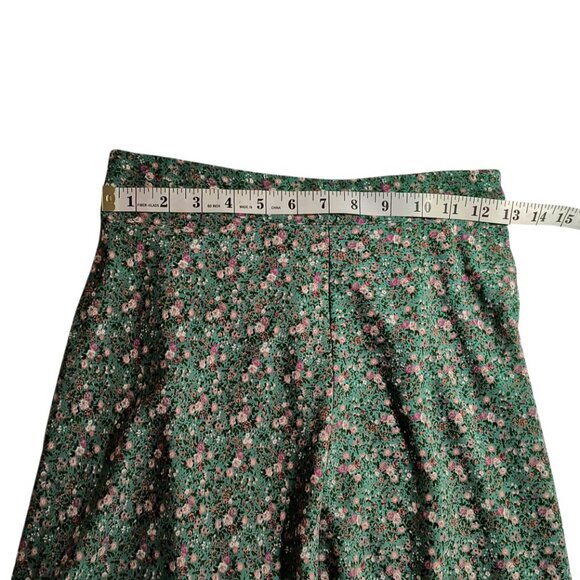 Altar'd State Green & Pink Floral Flowy Maxi Skirt Small - Picture 6 of 11